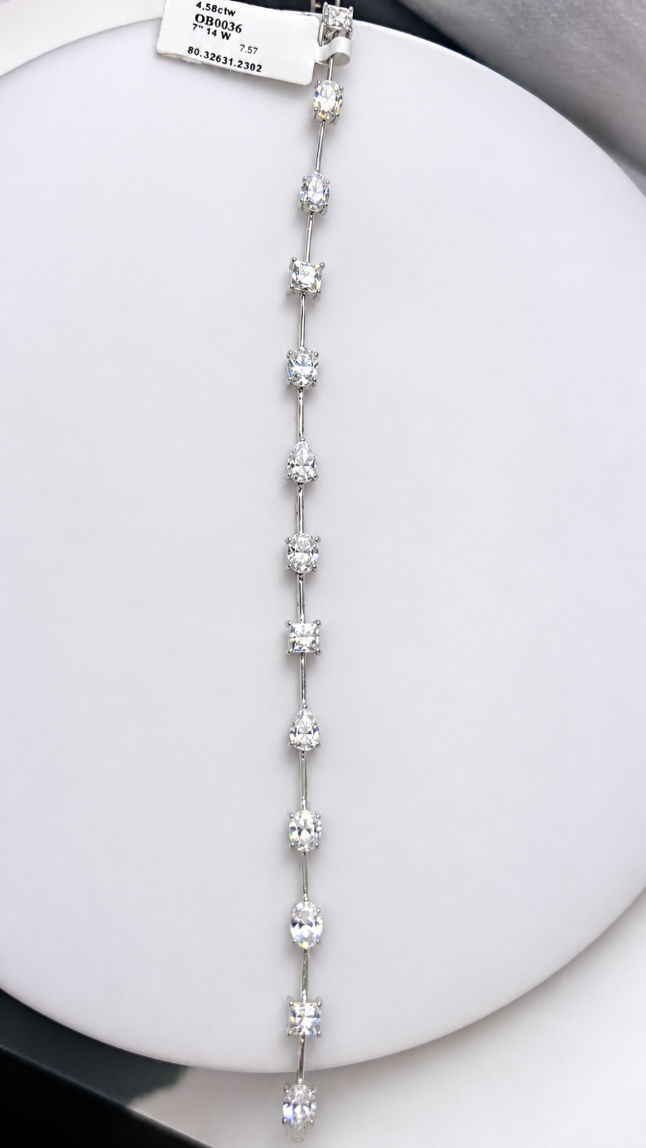 14K White Gold Fancy Shape Lab-Grown Diamond Bracelet 4.58 CTW | Oval, Marquise, Pear & Princess Cut Station Bracelet
