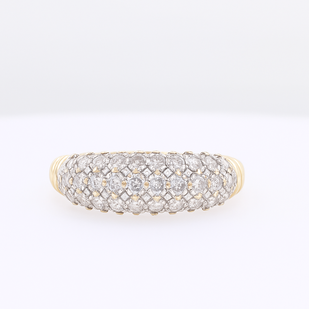14KT Yellow Gold 0.50ct Diamond Pave Band Ring – Size 8 (Free Sizing 6-9)