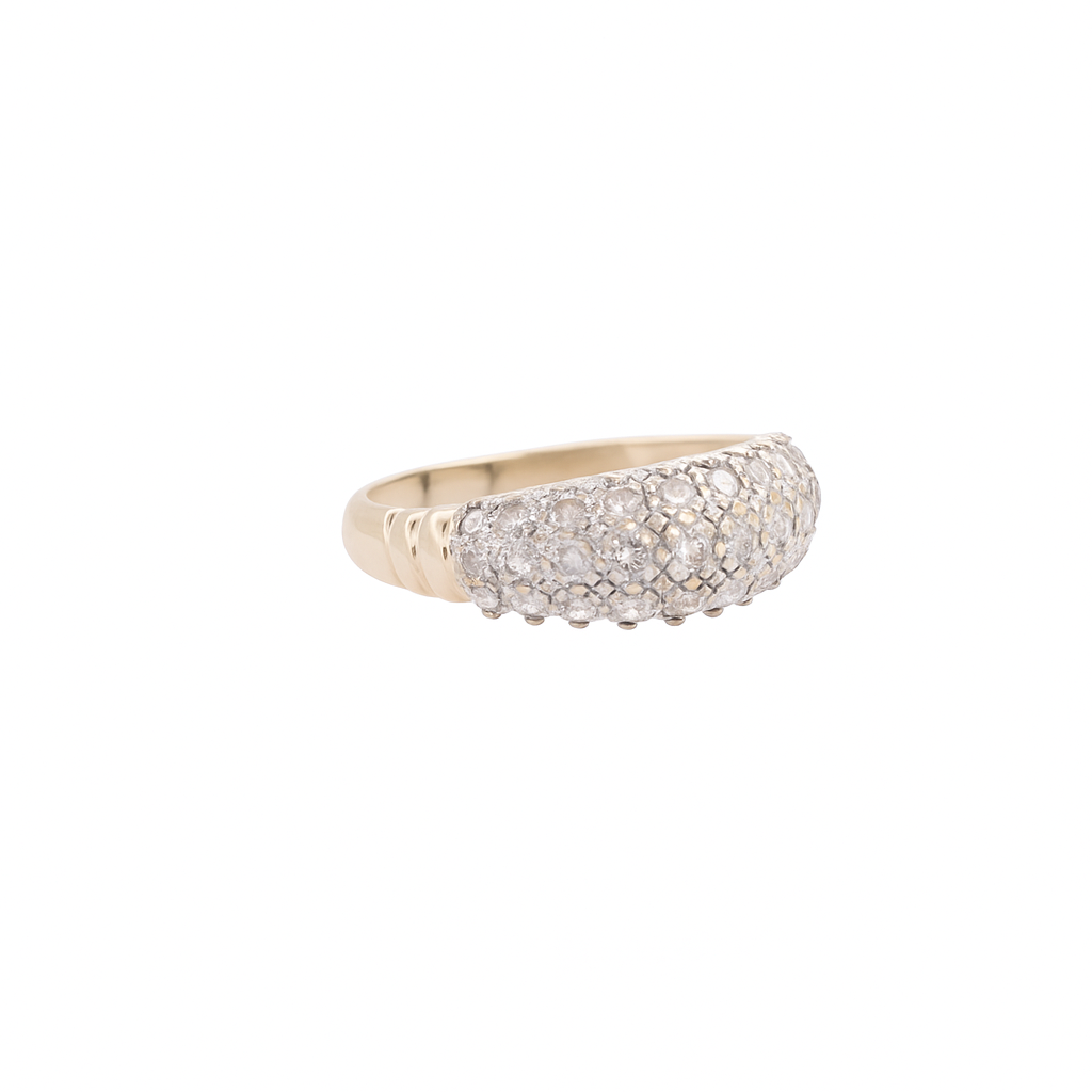 14KT Yellow Gold 0.50ct Diamond Pave Band Ring – Size 8 (Free Sizing 6-9)