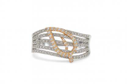 14KT Two-Tone Gold 0.81ct Diamond Statement Ring – Size 7 (Free Sizing 6–8)