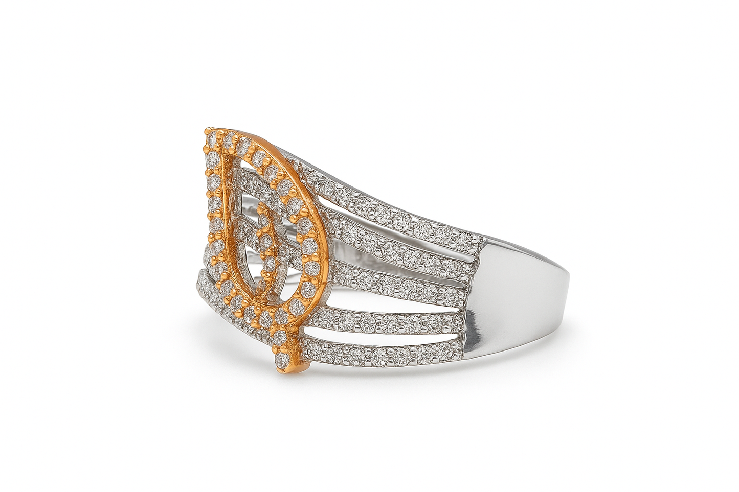 14KT Two-Tone Gold 0.81ct Diamond Statement Ring – Size 7 (Free Sizing 6–8)