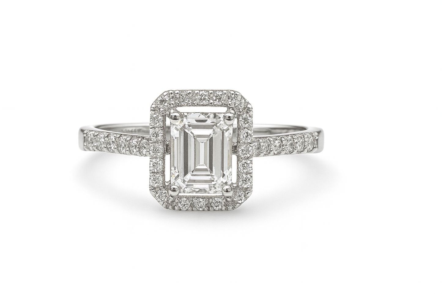 14KT White Gold 0.50ct Emerald Cut Diamond Engagement Ring – Size 9 (Free Sizing 6–8)