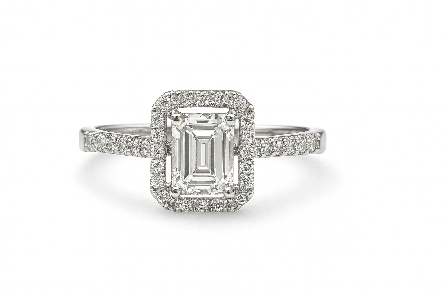 14KT White Gold 0.50ct Emerald Cut Diamond Engagement Ring – Size 9 (Free Sizing 6–8)