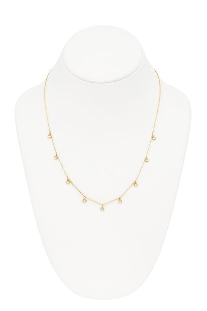 0.50 CTW Natural Diamond Station Drop Necklace – 14K Yellow Gold (Adjustable 16–18")