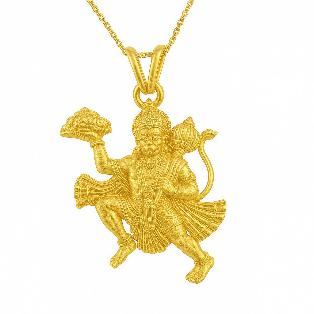 Gold Over Silver Hanuman Necklace Pendant