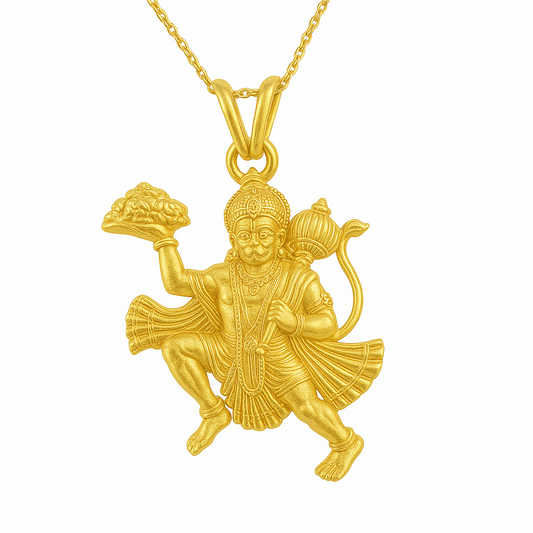 Gold Over Silver Hanuman Necklace Pendant