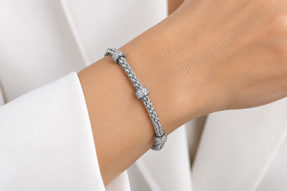14Kt White Gold 6.31Gm Flex Rope Bangle With 0.15Ctw Natural Diamond