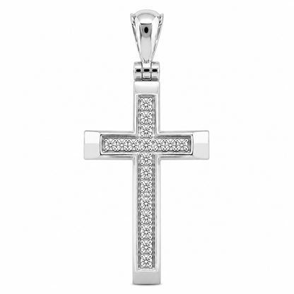 14K White Gold 0.06 CTW Diamond Cross Pendant – Micro-Pave
