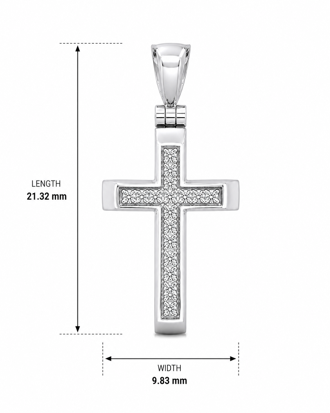 14K White Gold 0.06 CTW Diamond Cross Pendant – Micro-Pave