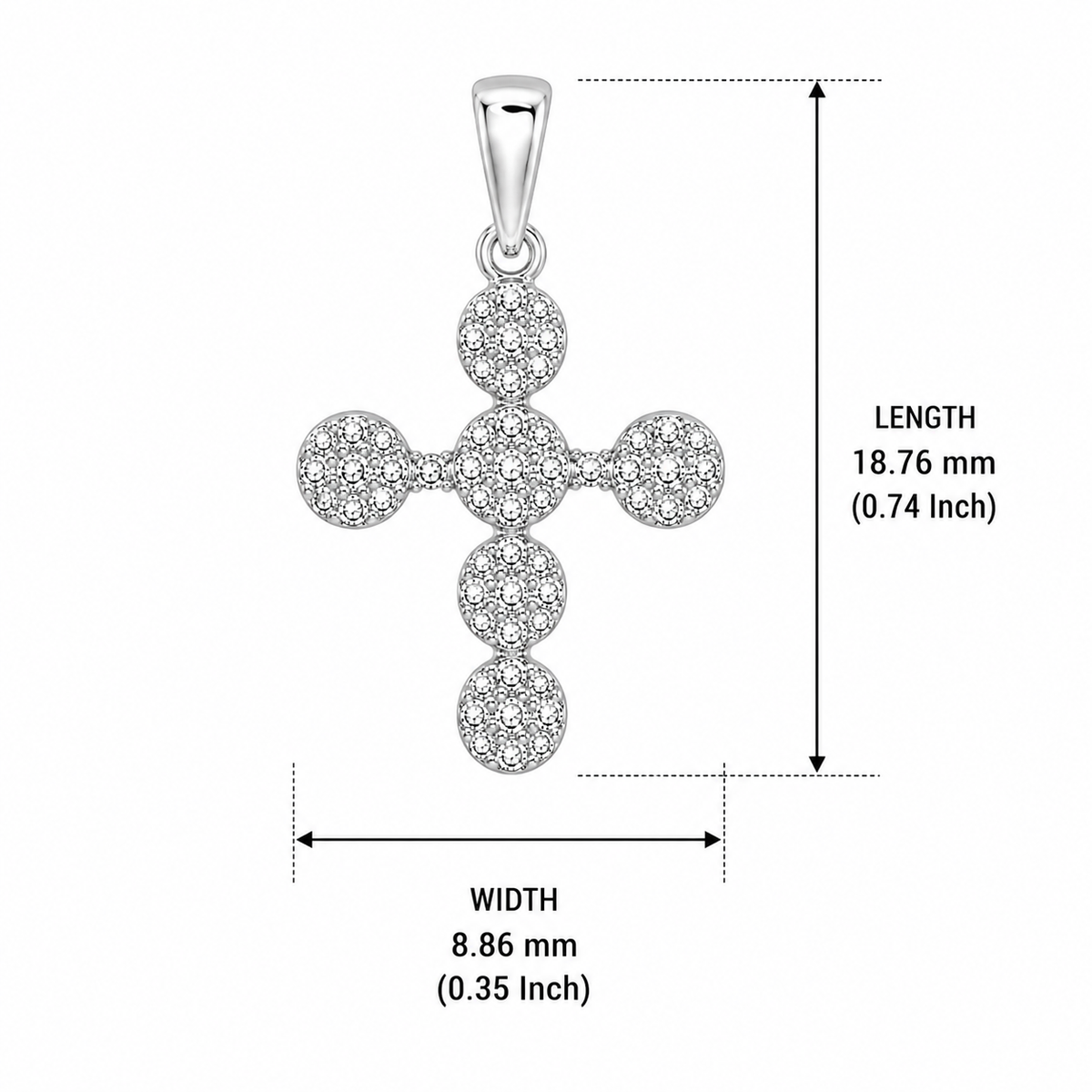 0.15ctw Petite Cross Pave Necklace Pendant Only