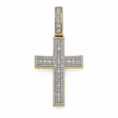 10K Yellow Gold 0.08 CTW Diamond Pavé Cross Pendant – No Chain
