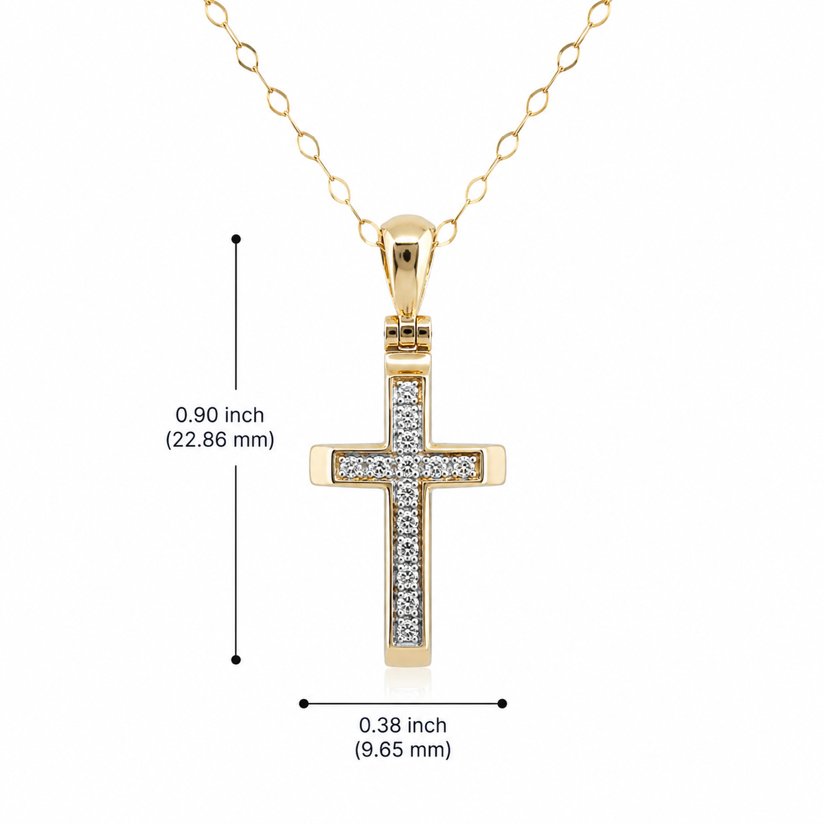 14K Yellow Gold 0.06 CTW Diamond Cross Pendant – Micro-Pavé