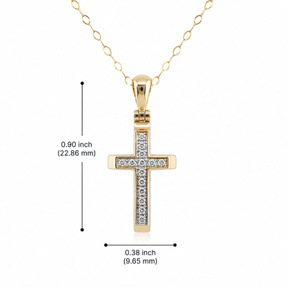 14K Yellow Gold 0.06 CTW Diamond Cross Pendant – Micro-Pavé