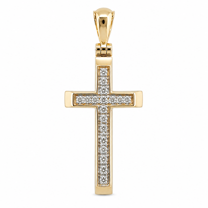 14K Yellow Gold 0.06 CTW Diamond Cross Pendant – Micro-Pavé