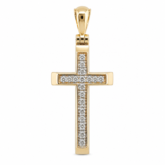 14K Yellow Gold 0.06 CTW Diamond Cross Pendant – Micro-Pavé