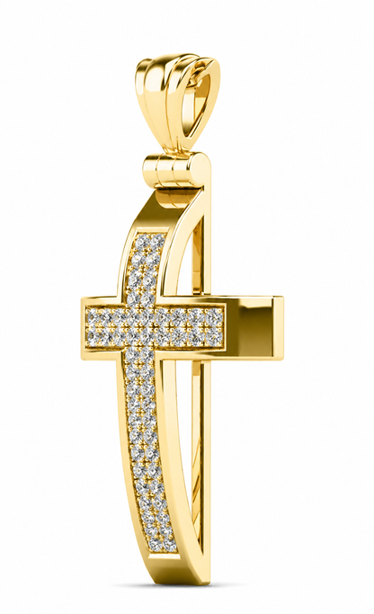 14K Yellow Gold 0.15ctw Diamond Cross Pendant ONLY