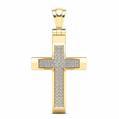 14K Yellow Gold 0.15ctw Diamond Cross Pendant ONLY