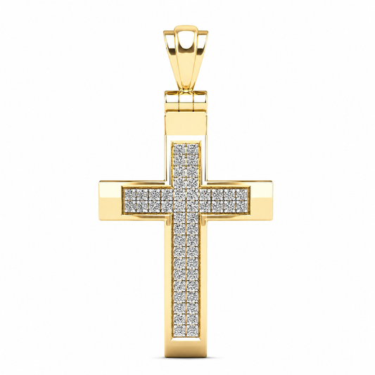 14K Yellow Gold 0.15ctw Diamond Cross Pendant ONLY