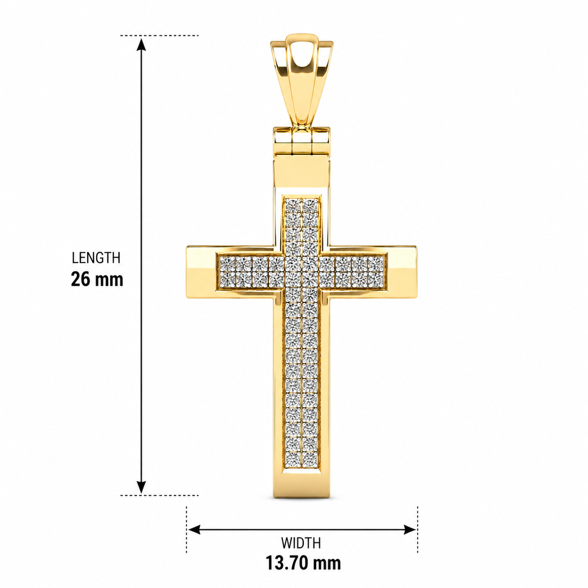 14K Yellow Gold 0.15ctw Diamond Cross Pendant ONLY