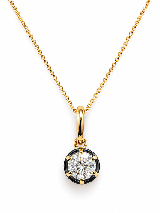 14K Yellow Gold Gregorian-Style Six-Prong Natural Diamond Solitaire Necklace – 1.00 CTW