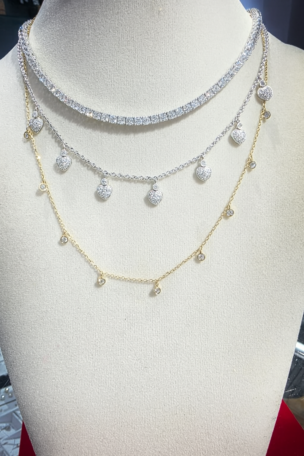 0.50 CTW Natural Diamond Station Drop Necklace – 14K Yellow Gold (Adjustable 16–18")