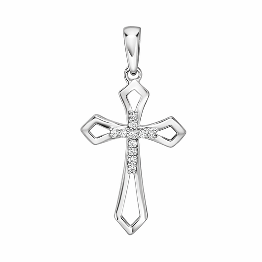 14K White Gold 0.05ctw Diamond Cross Pendant ONLY
