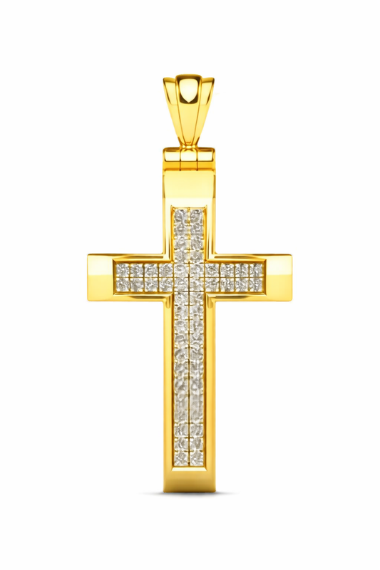 14K Yellow Gold 0.15ctw Diamond Cross Pendant ONLY