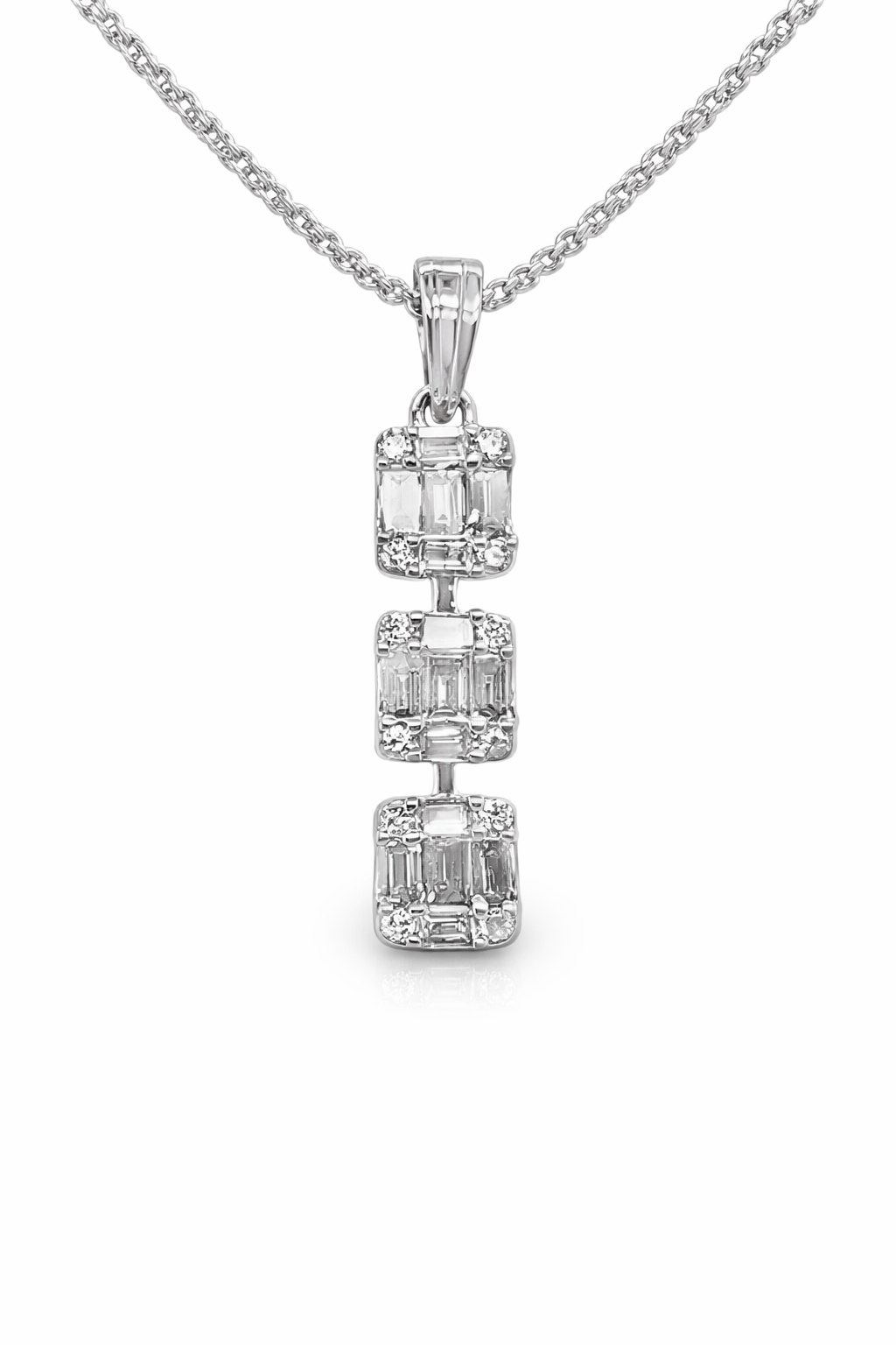 10Kt Gold Diamond Three-Station Drop Pendant – 0.50 Ctw