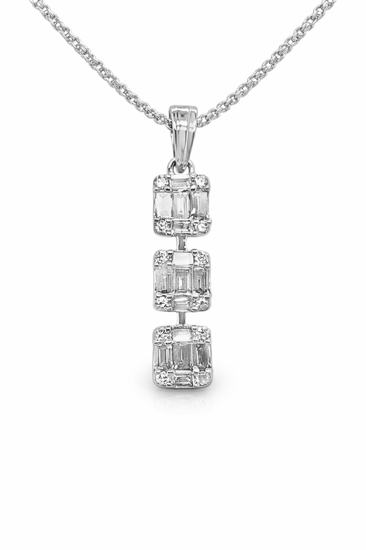 10Kt Gold Diamond Three-Station Drop Pendant – 0.50 Ctw