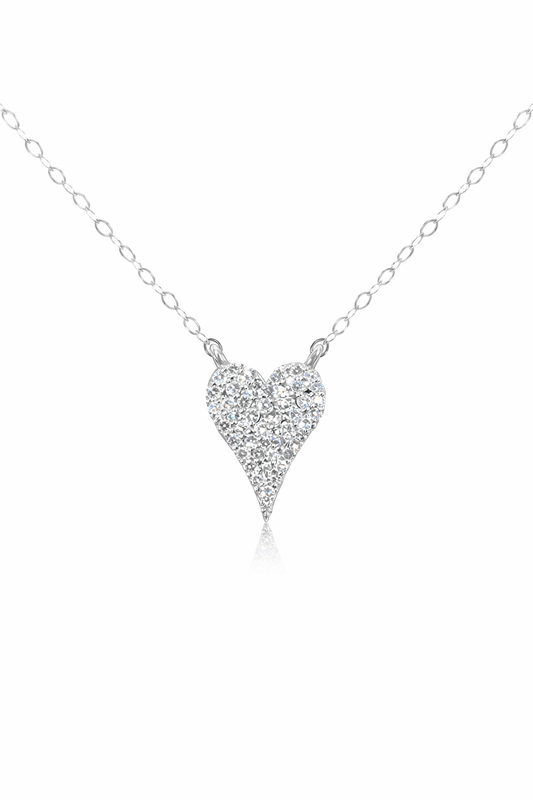 0.30 CT Petite Pave Elongated Heart Lab Grown Diamond Necklace – 14KT White Gold