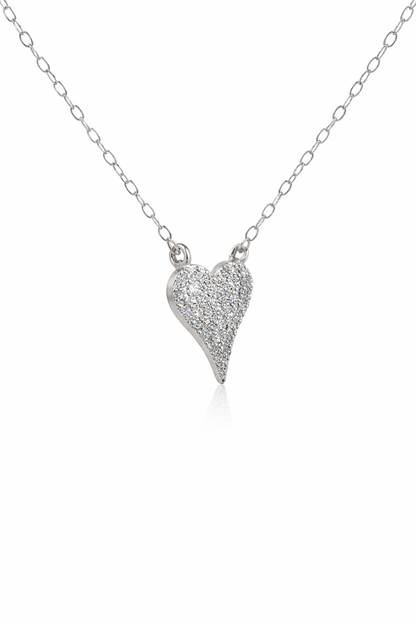 0.30 CT Petite Pave Elongated Heart Lab Grown Diamond Necklace – 14KT White Gold