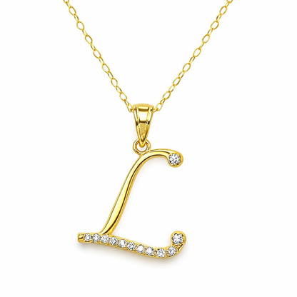Initial “L” 0.12ctw Diamond Necklace – 10K Solid Gold