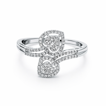 10K White Gold Heart-Shaped Diamond Bypass Ring – 0.25 CTW | Size 7 |  IGI Certified