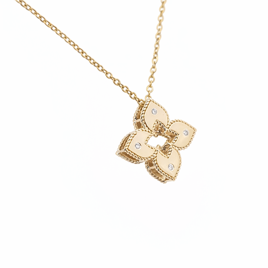 14KT Yellow Gold Diamond Clover Pendant Necklace – 0.05 CT