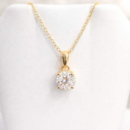 Lab Grown Diamond Hidden Halo Solitaire Necklace – 1.15 CTW  Yellow Gold