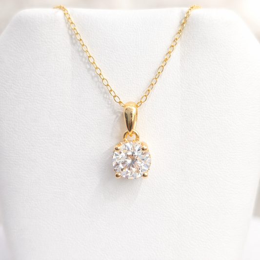 Lab Grown Diamond Hidden Halo Solitaire Necklace – 1.15 CTW  Yellow Gold