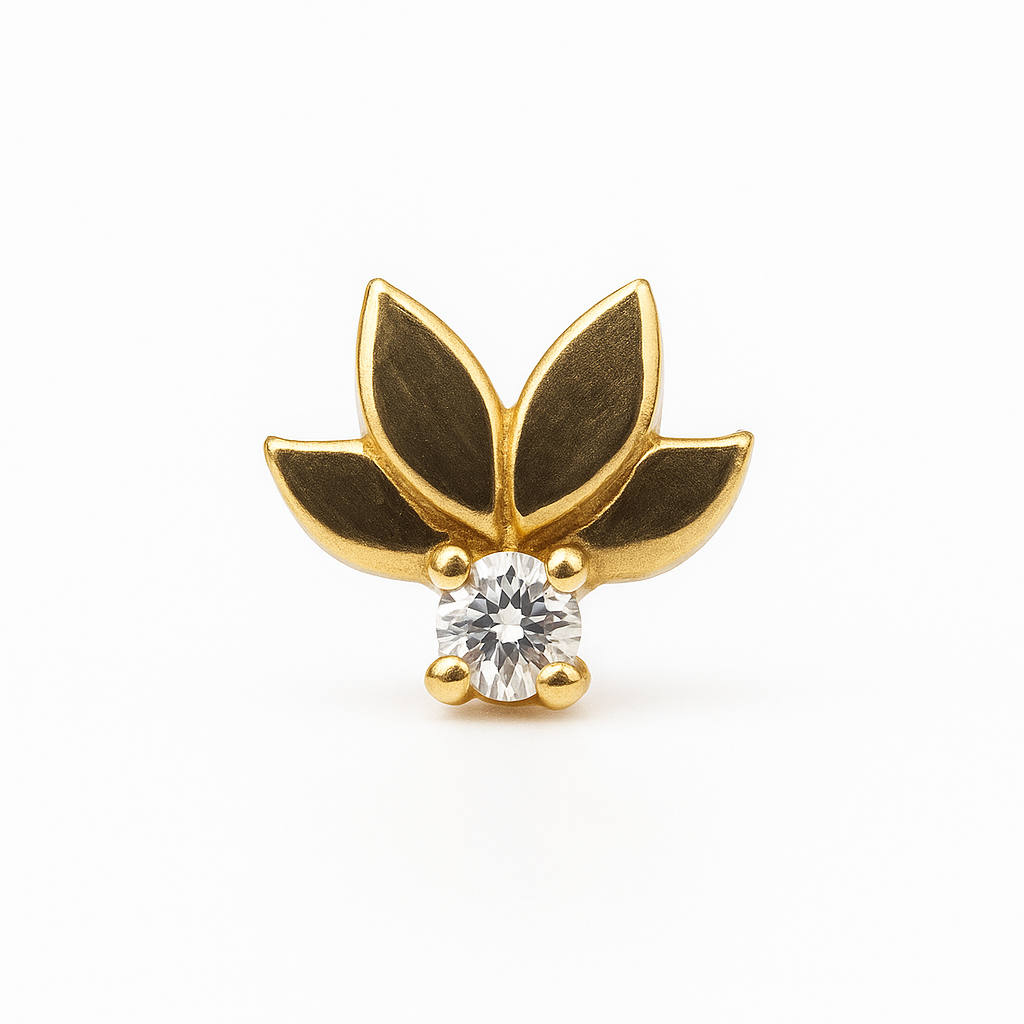 14K Gold Lotus Diamond Stud Earring (Single) – 0.04ct