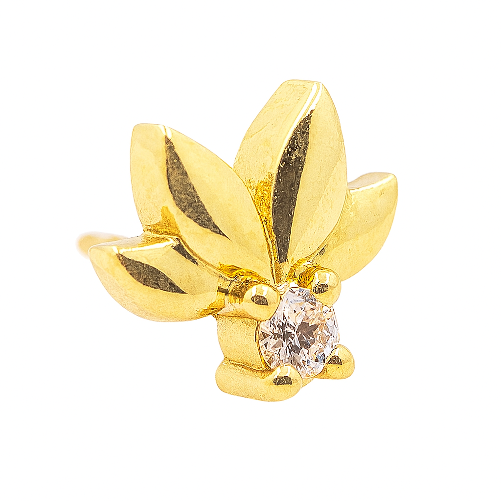 14K Gold Lotus Diamond Stud Earring (Single) – 0.04ct