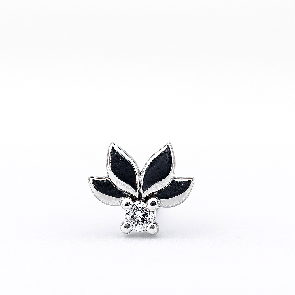 14K Gold Lotus Diamond Stud Earring (Single) – 0.04ct