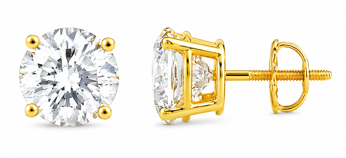 0.25ctw Four Prong Diamond Studs-Screw Backs
