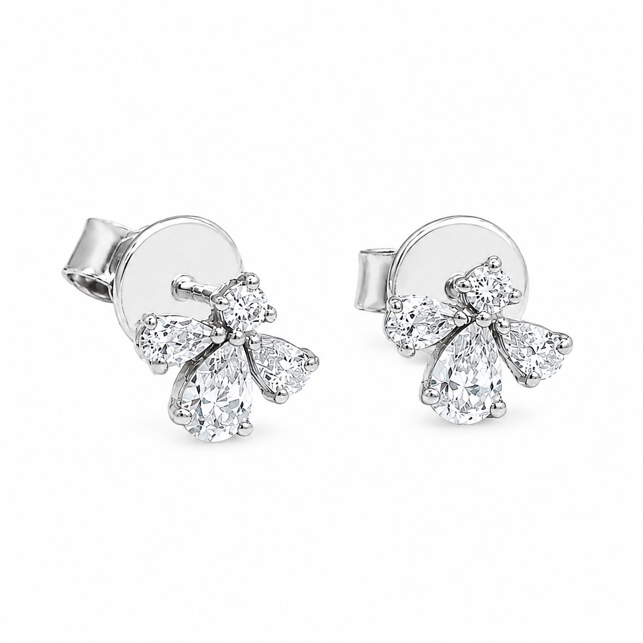 Petite 14K Gold Pear & Round Diamond "Bird Look" Earrings – 0.33 CTW