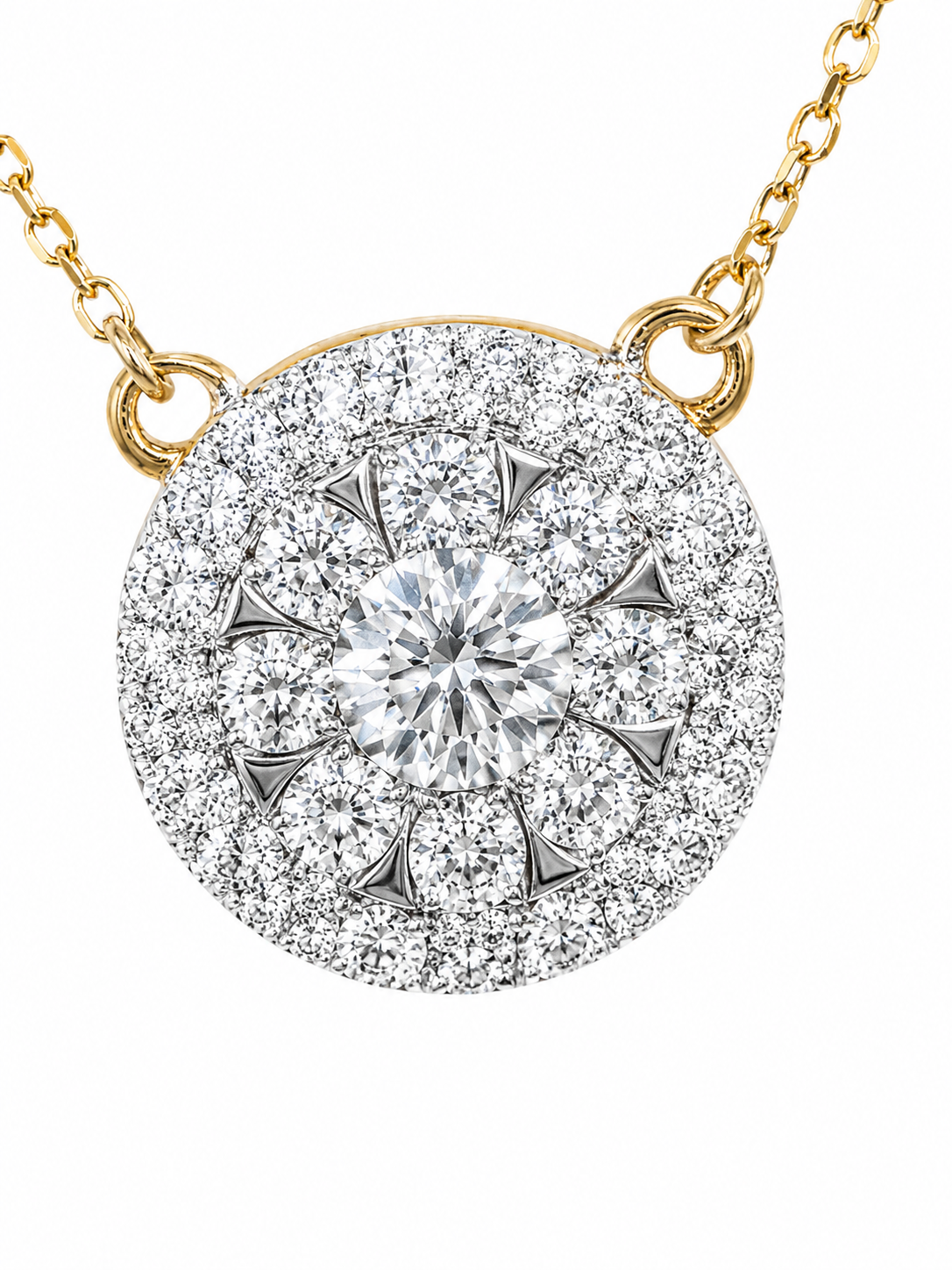 14KT Yellow Gold Lab-Grown Diamond Cluster Necklace — 0.78CTW