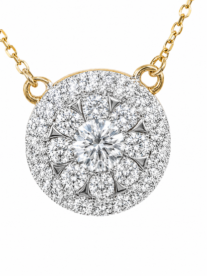 14KT Yellow Gold Lab-Grown Diamond Cluster Necklace — 0.78CTW