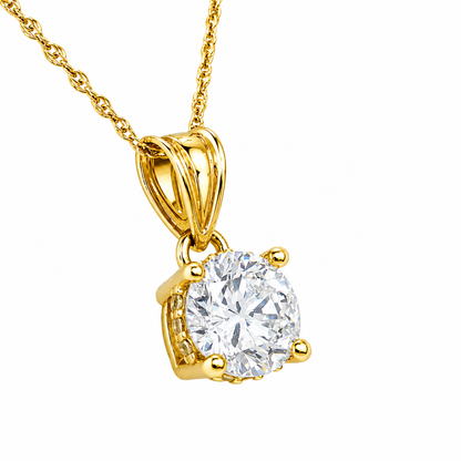 Lab Grown Diamond Hidden Halo Solitaire Necklace – 1.15 CTW  Yellow Gold