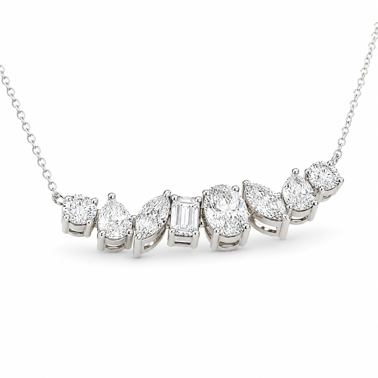 14KT Multi-Shape 1.45ct Lab Grown Diamond Necklace – 17 Inches