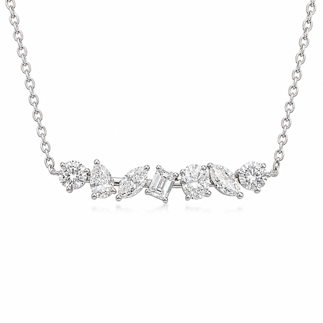 14KT Multi-Shape 1.45ct Lab Grown Diamond Necklace – 17 Inches
