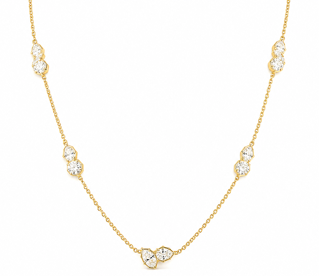 14KT Yellow Gold 2.41 CTW Lab-Grown Diamond Multi-Shape Station Necklace – 17" Chain