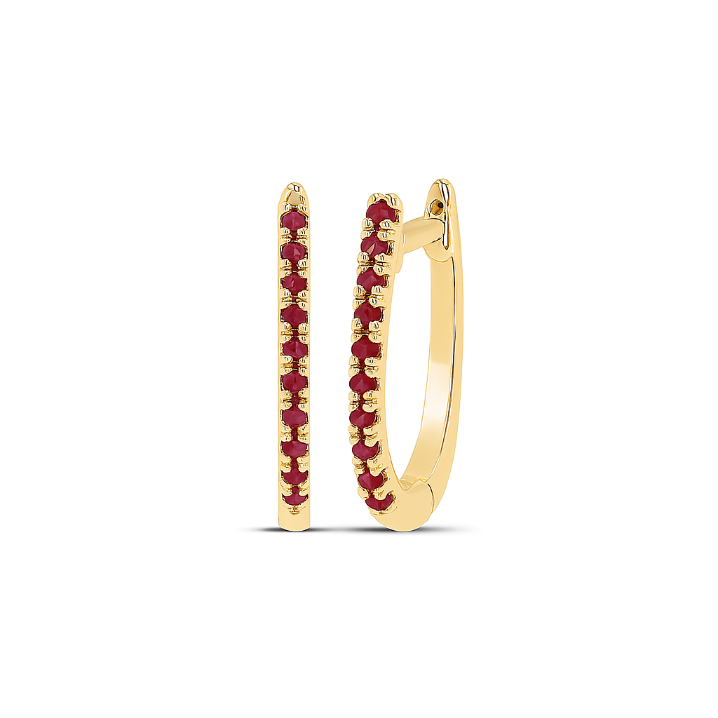 1/10Ctw Ruby-Round Natural Gem Fashion Hoops Earring