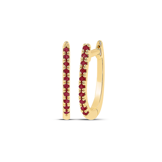 1/10Ctw Ruby-Round Natural Gem Fashion Hoops Earring
