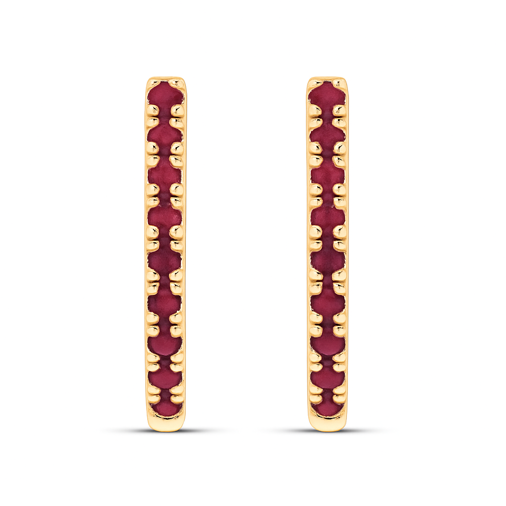 1/10Ctw Ruby-Round Natural Gem Fashion Hoops Earring